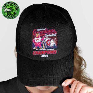 Celebrate Cleveland Guardians Baseball 2025 MLB AL Central Division Champions Slider Mascot Classic Cap Hat Snapback