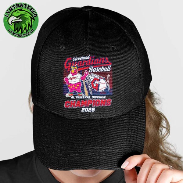 Celebrate Cleveland Guardians Baseball 2025 MLB AL Central Division Champions Slider Mascot Classic Cap Hat Snapback