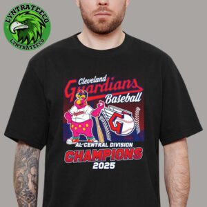 Celebrate Cleveland Guardians Baseball 2025 MLB AL Central Division Champions Slider Mascot Unisex T-Shirt