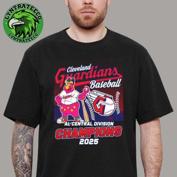 Celebrate Cleveland Guardians Baseball 2025 MLB AL Central Division Champions Slider Mascot Unisex T-Shirt