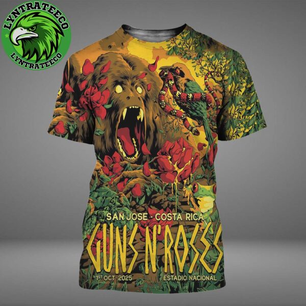Gun N Roses Live Concert At Estadio Nacional In San Jose Costa Rica On Octorber 01 2025 All Over Print Shirt