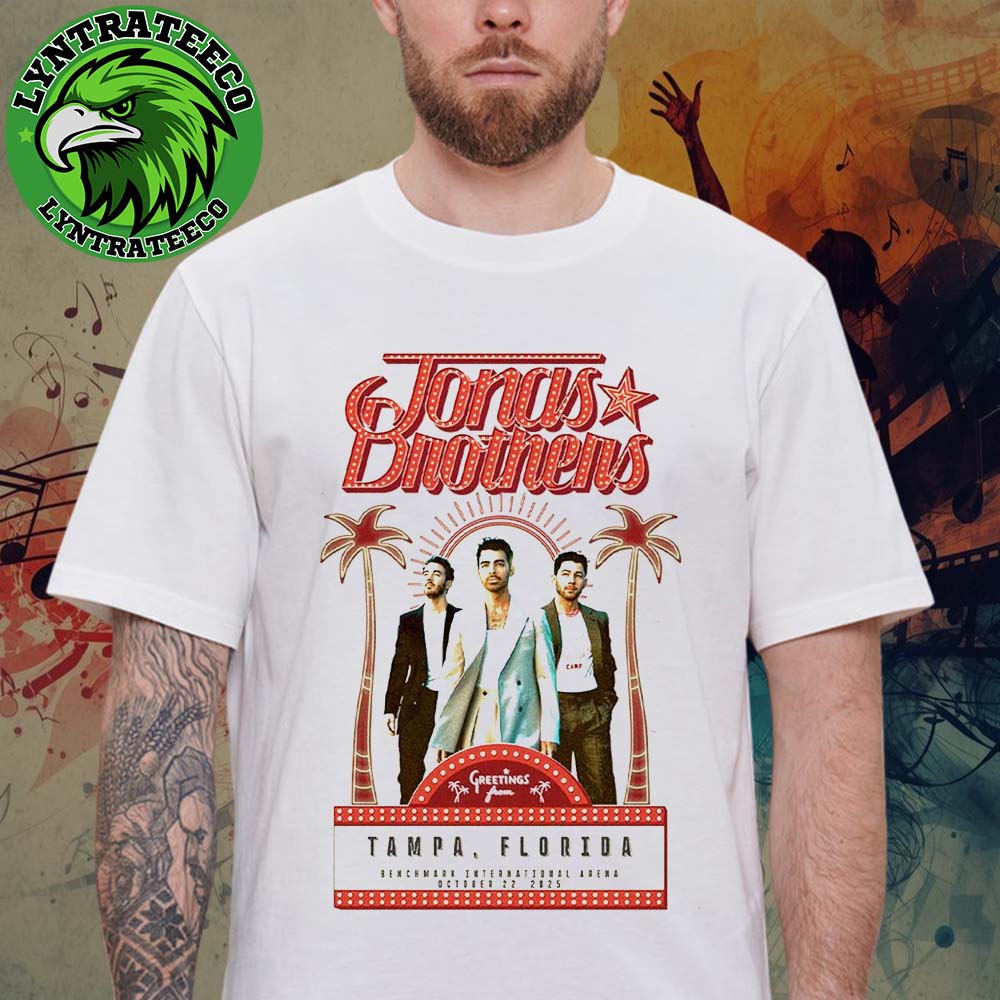 Jonas Brothers At Benchmark International Arena In Tampa Florida On October 22 2025 Unisex T-Shirt