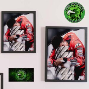 Marc Marquez MotoGP 2025 World Champion Holding Trophy Photo Home Decor Poster Canvas