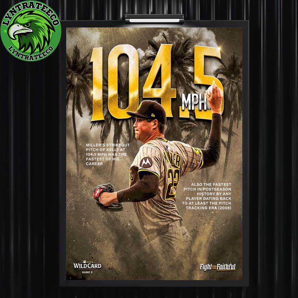 Mason Miller With 104.5mph For MLB Potseason NL Wild Card Series On Octorber 01 2025 Home Decor Poster Canvas
