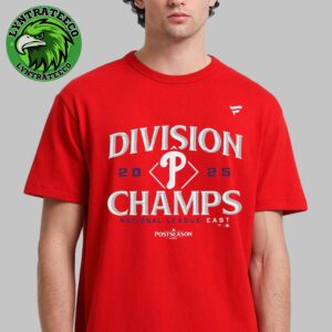 Philadelphia Phillies Back To Back Fanatics Red 2025 MLB NL East Division Champions Locker Room T-Shirt