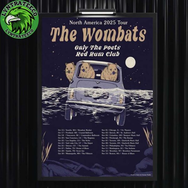 The Wombats Only The Poets Red Rum Club North America Tour Sechdule 2025 Home Decor Poster Canvas