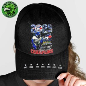 Toronto Blue Jays 2025 MLB AL East Division 7X Champions Mascot Title Years List Adjustable Cap Hat Snapback