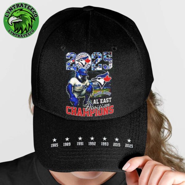Toronto Blue Jays 2025 MLB AL East Division 7X Champions Mascot Title Years List Adjustable Cap Hat Snapback