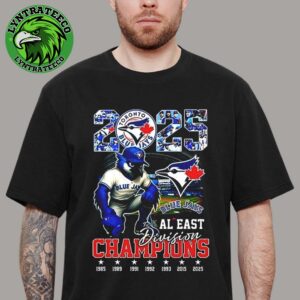 Toronto Blue Jays 2025 MLB AL East Division 7X Champions Mascot Title Years List Essentials T-Shirt