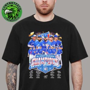 Toronto Blue Jays 2025 MLB AL East Division Champions Team Photo With Signatures Premium T-Shirt