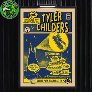 Tyler Childers With Charley Crockett And Cory Branan At Geodis Park In Nashville TN On October 10 2025 Home Decor Poster Canvas