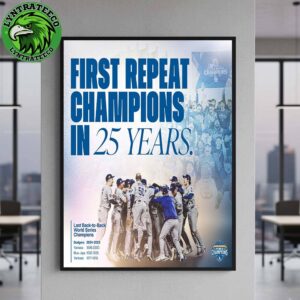 For The First Time In 25 Years MLB Los Angeles Dodgers Back-To-Back 2025 World Series Champions Home Decor Poster Canvas