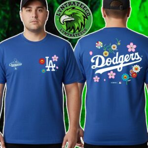LA Dodgers x Takashi Murakami MLB Los Angeles Dodgers World Series Champions 2025 Collection Two Sided Print Blue T Shirt