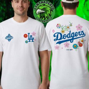 LA Dodgers x Takashi Murakami MLB Los Angeles Dodgers World Series Champions 2025 Collection Two Sided Print White T Shirt