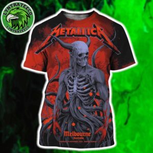 Metallica Ken Taylor M72 Melbourne Pop-Up Shop Exclusive Poster For Melbourne Australia At Marvel Stadium On November 8th 2025 All Over Print T-Shirt