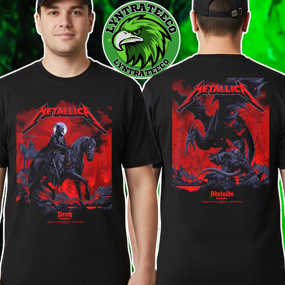 Metallica Ken Taylor Poster For M72 Perth And M72 Adelaide Pop-Up In Australian And NZ Tour Australia November 1st And November 5th T-Shirt