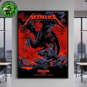 Metallica M72 Adelaide Pop-Up Shop Exclusive Poster For Adelaide Australia At Adelaide Oval On November 5th 2025 By Ken Taylor Home Decor Poster Canvas