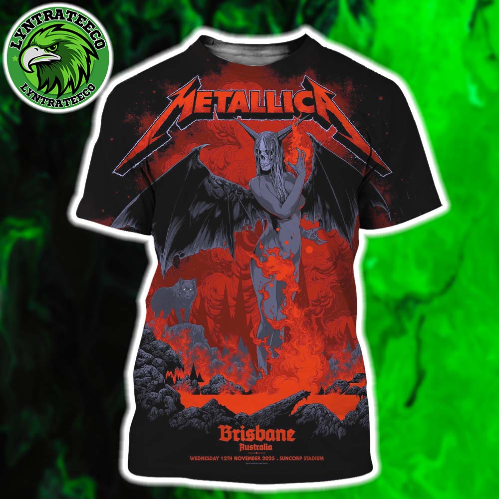Metallica M72 Brisbane Pop-Up Shop Exclusive Poster For Brisbane Australia At Suncorp Stadium On November 12th 2025 All Over Print T-Shirt
