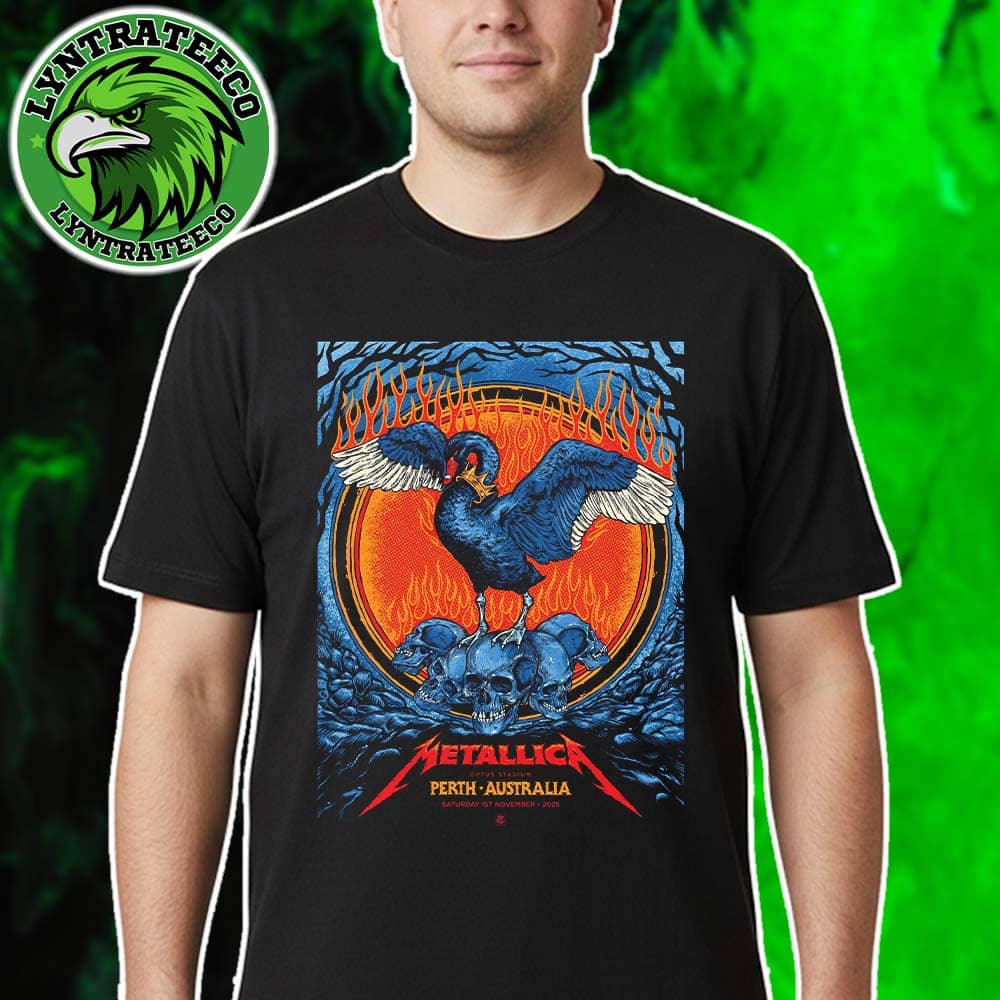 Metallica Tonight In Perth Australia 2025 Concert Poster For Optus Stadium M72 Perth 2025 On Saturday 1st November 2025 Unisex T-Shirt
