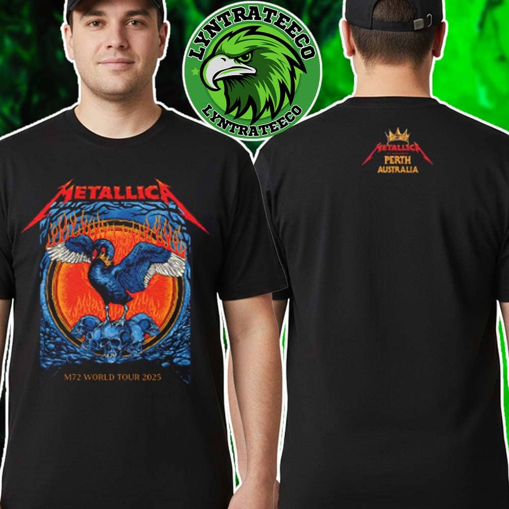 Metallica Tonight In Perth Australia 2025 Merch Tee For Optus Stadium M72 Perth 2025 On Saturday 1st November 2025 Two Sided Print T-Shirt