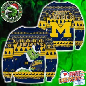 Michigan Wolverines Football x Grinch Christmas NCAA Gift 2025 Custom Ugly Christmas Sweater