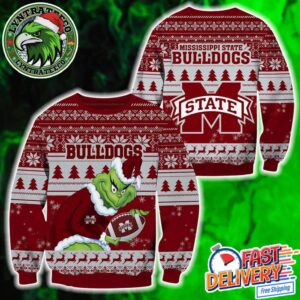 Mississippi State Bulldogs Football x Grinch Christmas NCAA Gift 2025 Custom Ugly Christmas Sweater