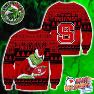 NC State Wolfpack Football x Grinch Christmas NCAA Gift 2025 Custom Ugly Christmas Sweater
