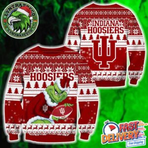 NCAA Indiana Hoosiers Football x Grinch Holiday Christmas Xmas Ugly Christmas Sweater 2025
