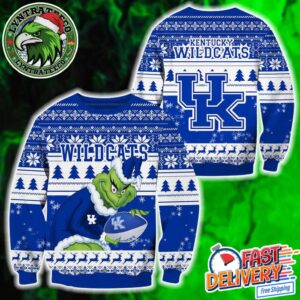 NCAA Kentucky Wildcats Football x Grinch Holiday Christmas Xmas Ugly Christmas Sweater 2025