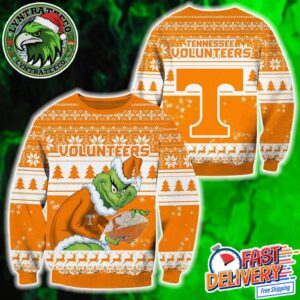 NCAA Tennessee Volunteers x Grinch Football Gift For Fan 2025 Knitted Ugly Christmas Sweater