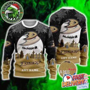 NHL Anaheim Ducks Hockey Pattern 2025 Knitted Ugly Christmas Sweater