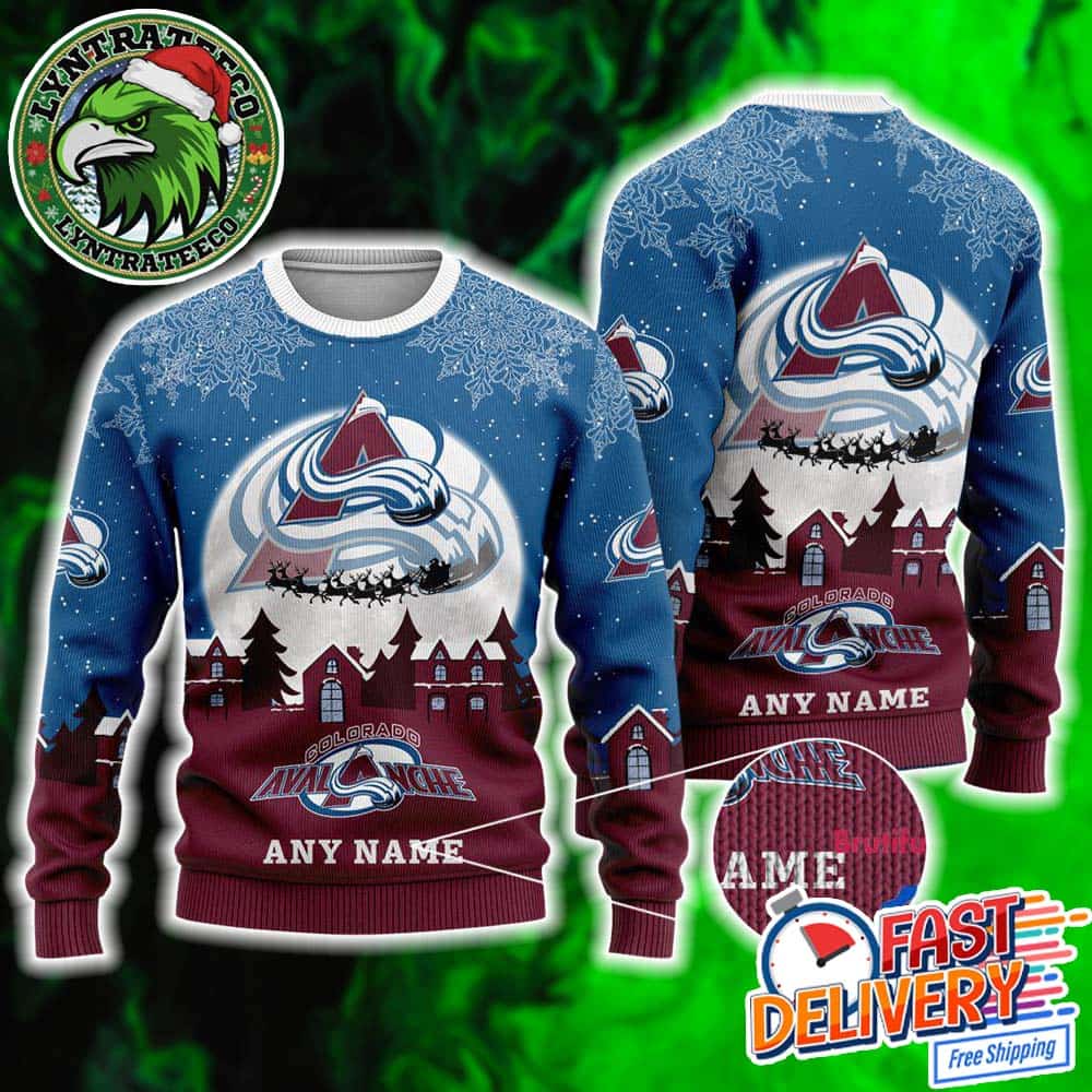 NHL Colorado Avalanche Hockey Pattern Custome Name And Number 2025 Knitted Ugly Christmas Sweater NHL Colorado Avalanche Hockey Pattern Custome Name And Number 2025 Knitted Ugly Christmas Sweater