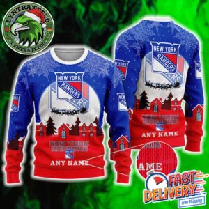 NHL New York Rangers Hockey Team NHL Holiday Christmas Xmas Ugly Christmas Sweater 2025