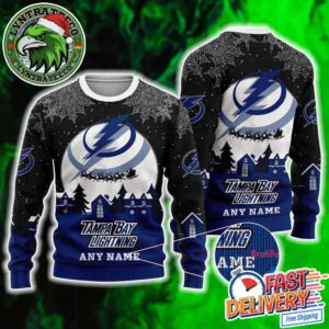 NHL Tampa Bay Lightning Custome Name And Number Hockey Knitted Ugly Christmas Sweater