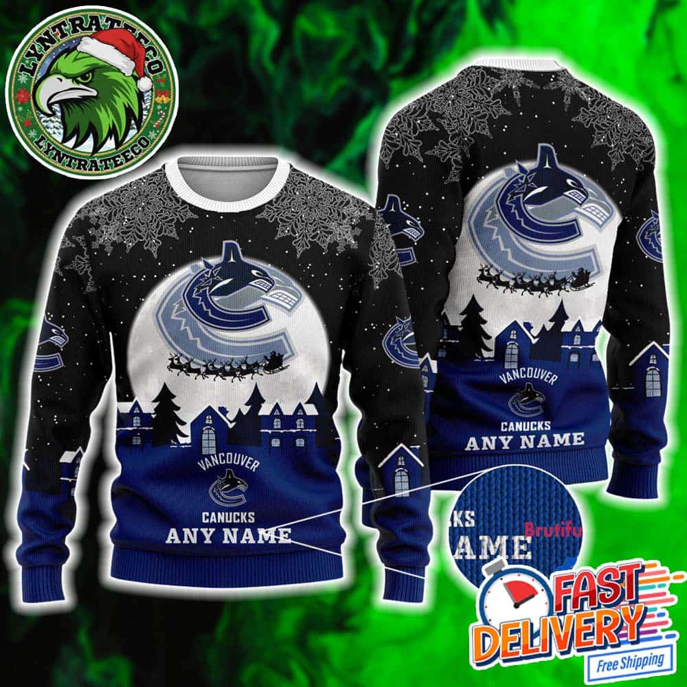 NHL Vancouver Canucks Hockey Custome Name And Number Hockey Knitted Ugly Christmas Sweater NHL Vancouver Canucks Hockey Custome Name And Number Hockey Knitted Ugly Christmas Sweater