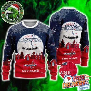 NHL Washington Capitals Custome Name And Number Hockey Knitted Ugly Christmas Sweater