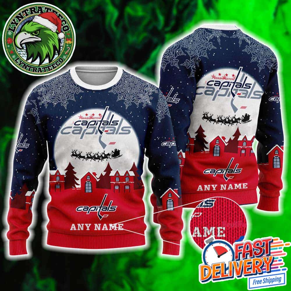 NHL Washington Capitals Custome Name And Number Hockey Knitted Ugly Christmas Sweater