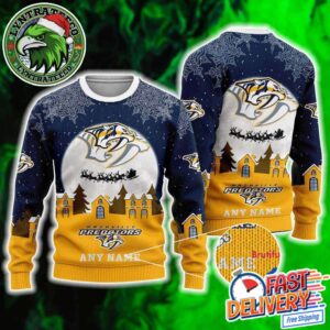 Nashville Predators Hockey Team NHL Holiday Christmas Xmas Ugly Christmas Sweater 2025
