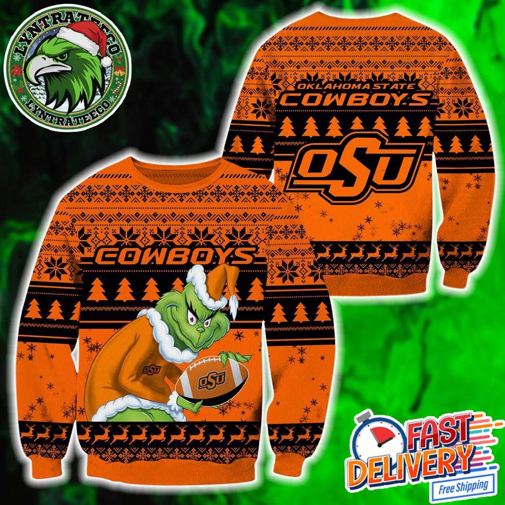 Oklahoma State Cowboys NCAA With Grinch XMAS 2025 Collectors Edition Ugly Christmas Sweater Oklahoma State Cowboys NCAA With Grinch XMAS 2025 Collectors Edition Ugly Christmas Sweater
