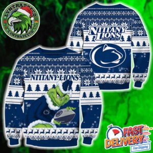 Penn State Nittany Lions NCAA With Grinch XMAS 2025 Collectors Edition Ugly Christmas Sweater